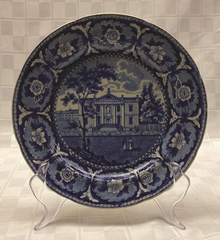 Historical Blue Staffordshire Plate "Library of (1 of 1)