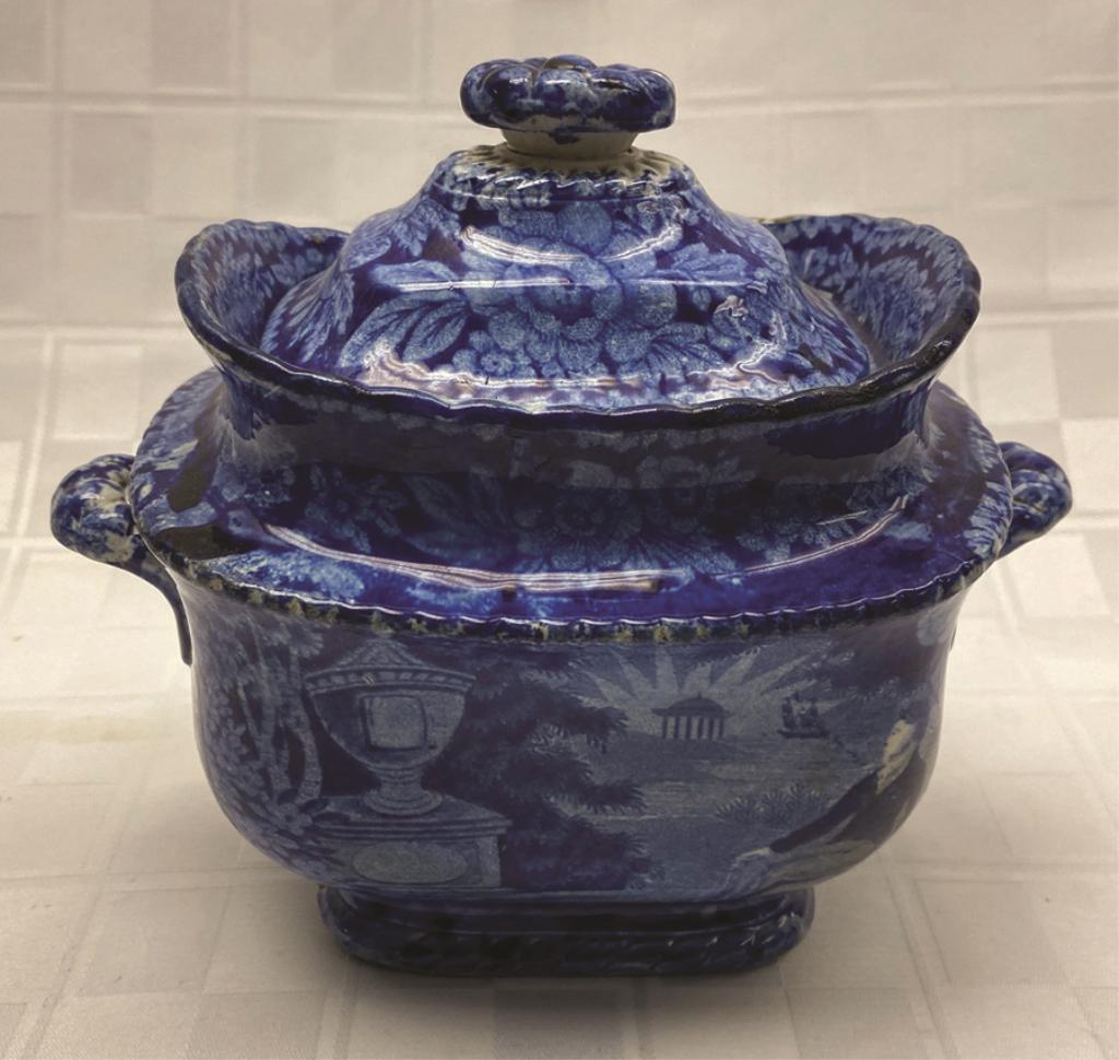 Historical Blue Staffordshire Covered, Footed Sugar (1 of 1)