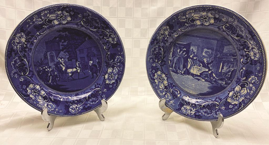 Two Historical Blue Staffordshire Plates "Dr. Syntax (1 of 1)