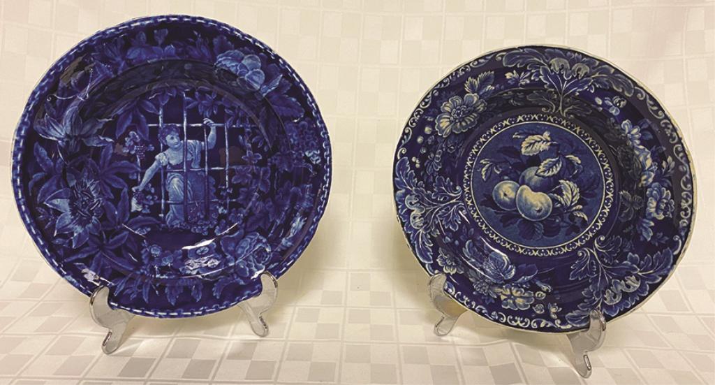 Two Blue Staffordshire Plates One with Central Fruit (1 of 1)