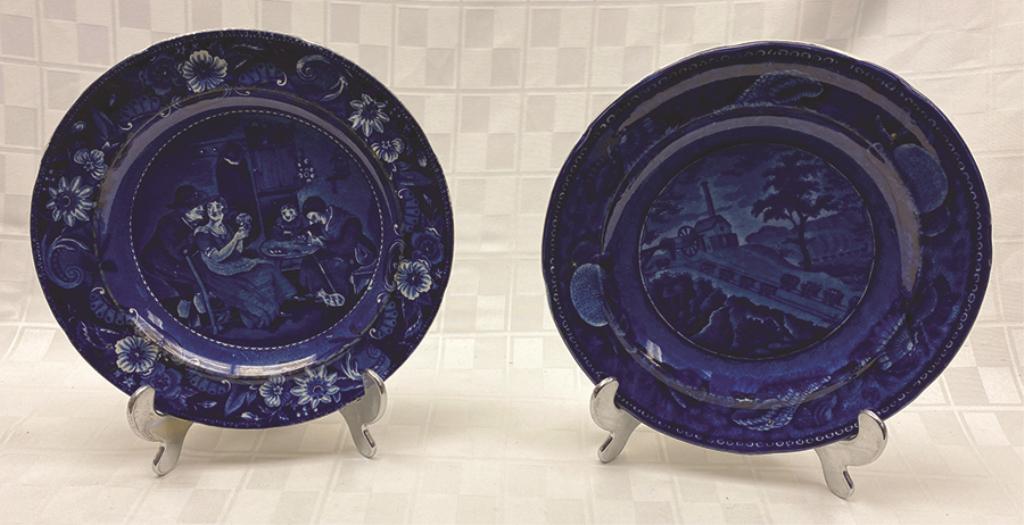 Two Historical Blue Staffordshire Plates "Christmas Eve (1 of 1)