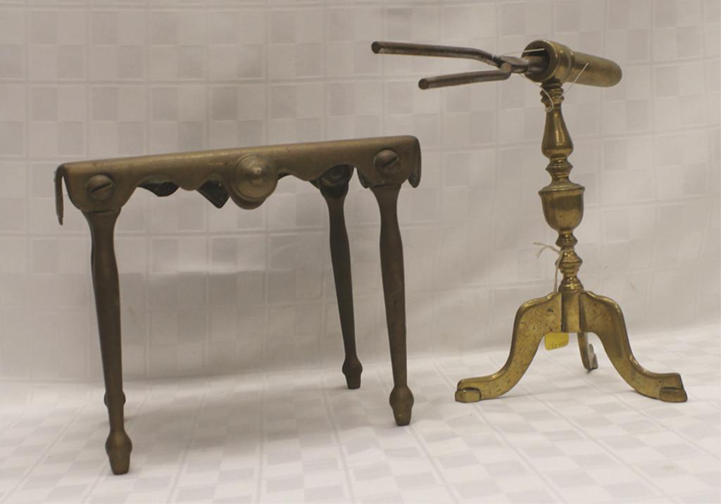 Two Piece Set: One Brass Curling Iron on Stand 12" x (1 of 1)