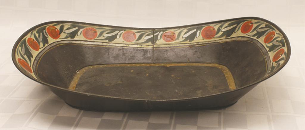 Toleware Breadtray w/ PA German Border Decoration 8.5" (1 of 1)
