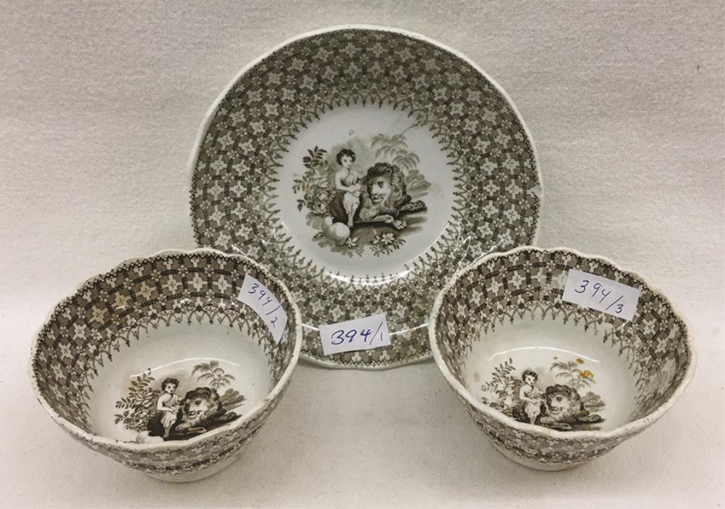 Three Pieces of Transferware: 2 Cups: each 2.25" H One (1 of 1)