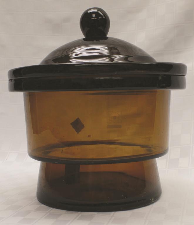 Heavy Amber Blown Glass Apothecary Jar with Cover 12" W (1 of 1)