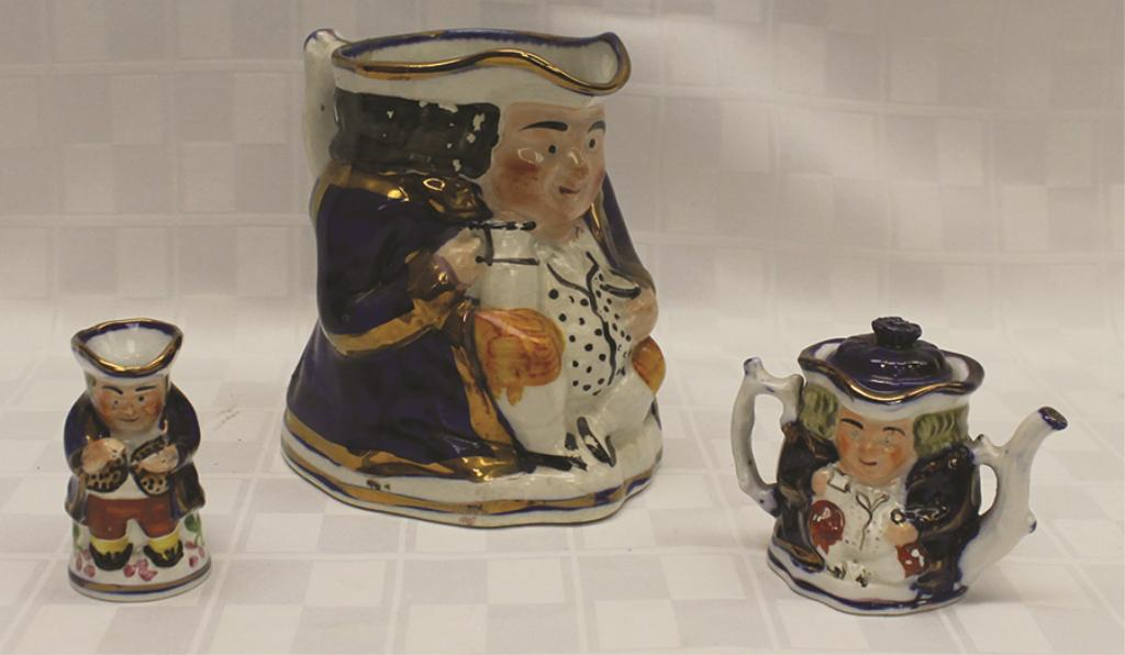 Three Piece Lustreware Toby Jugs Large: 5.5" x (1 of 1)