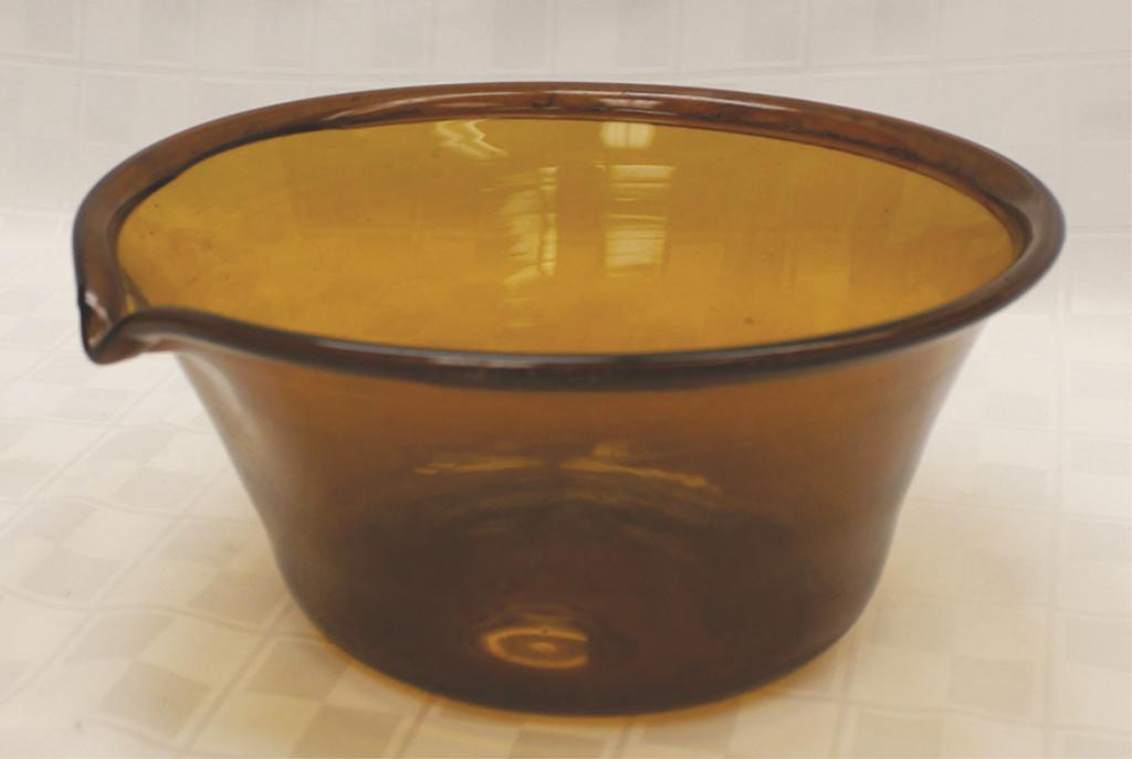 Blown Amber Glass Bowl with Pour Spout 10" W x 4.5" (1 of 1)