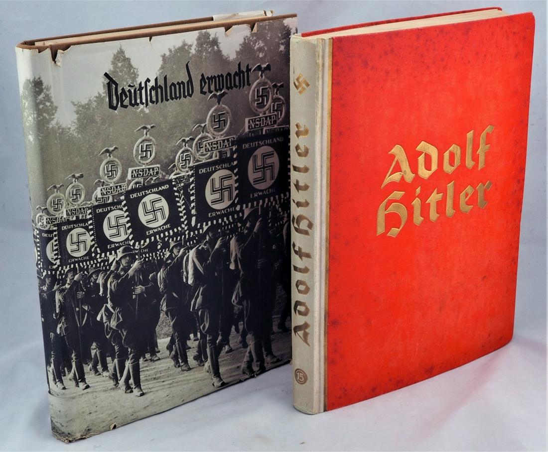 Konvolut NS albums with cigarettes, complete, 2 pieces: Konvolut NS albums with cigarettes, complete, 2 pieces once "Germany awakes - becoming, fight and victory of the NSDAP", once "Adolf Hitler, pictures from the life of the Führer". Good condition