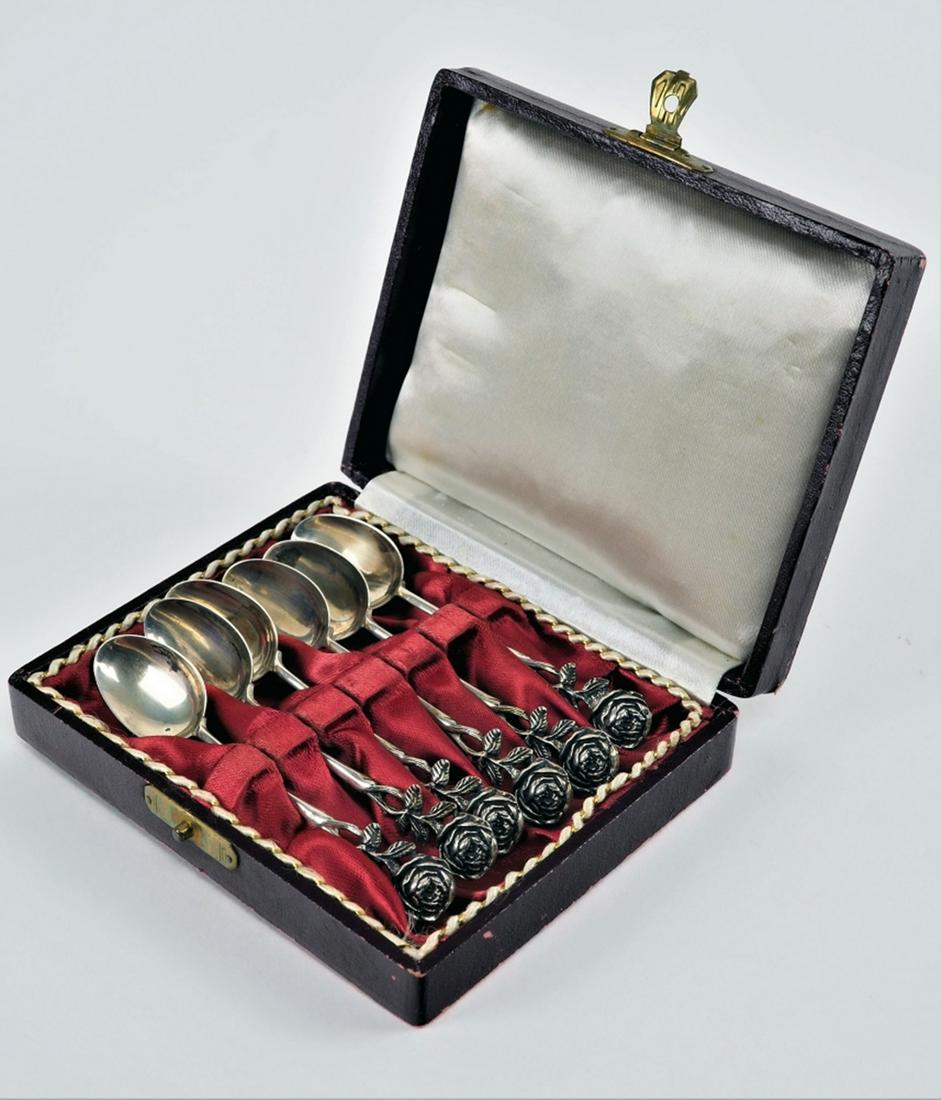 set of mocha spoons, silver, 6 pieces (1 of 3)