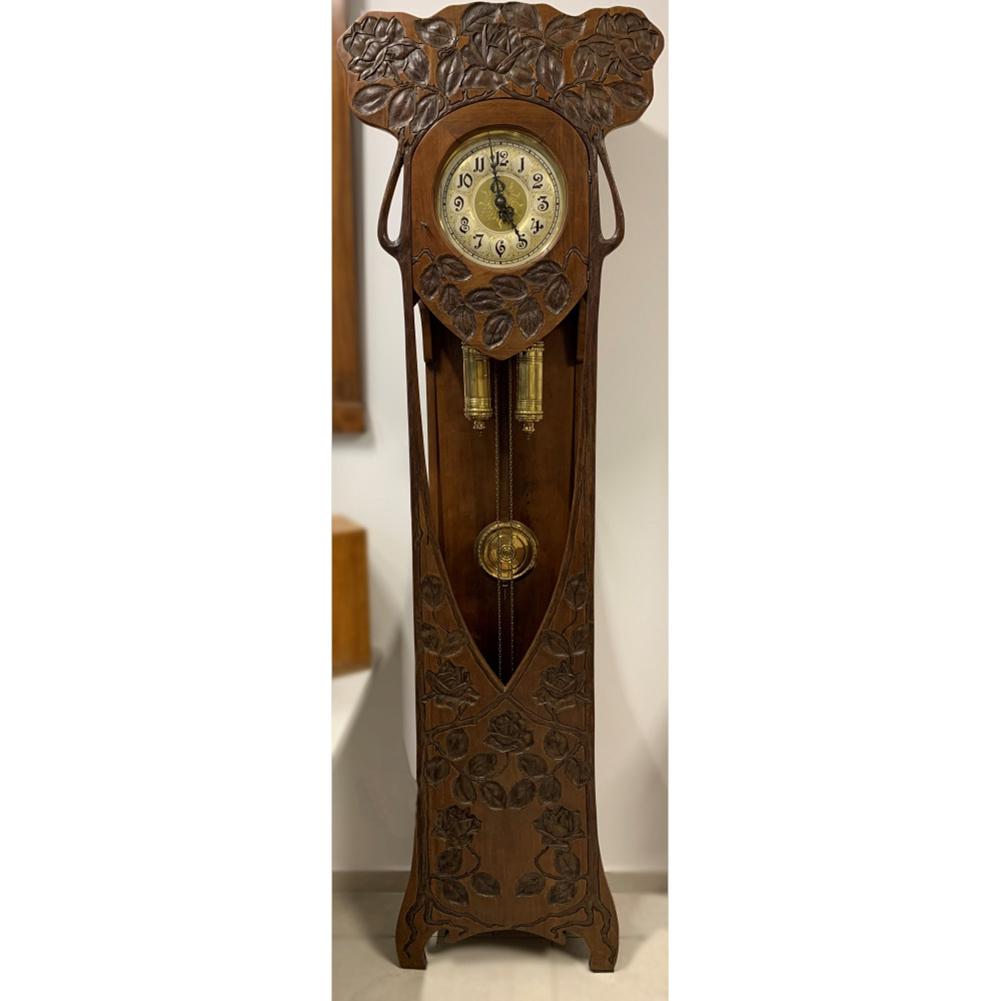 Cantilever grandfather clock, Art Nouveau around 1900 (1 of 5)
