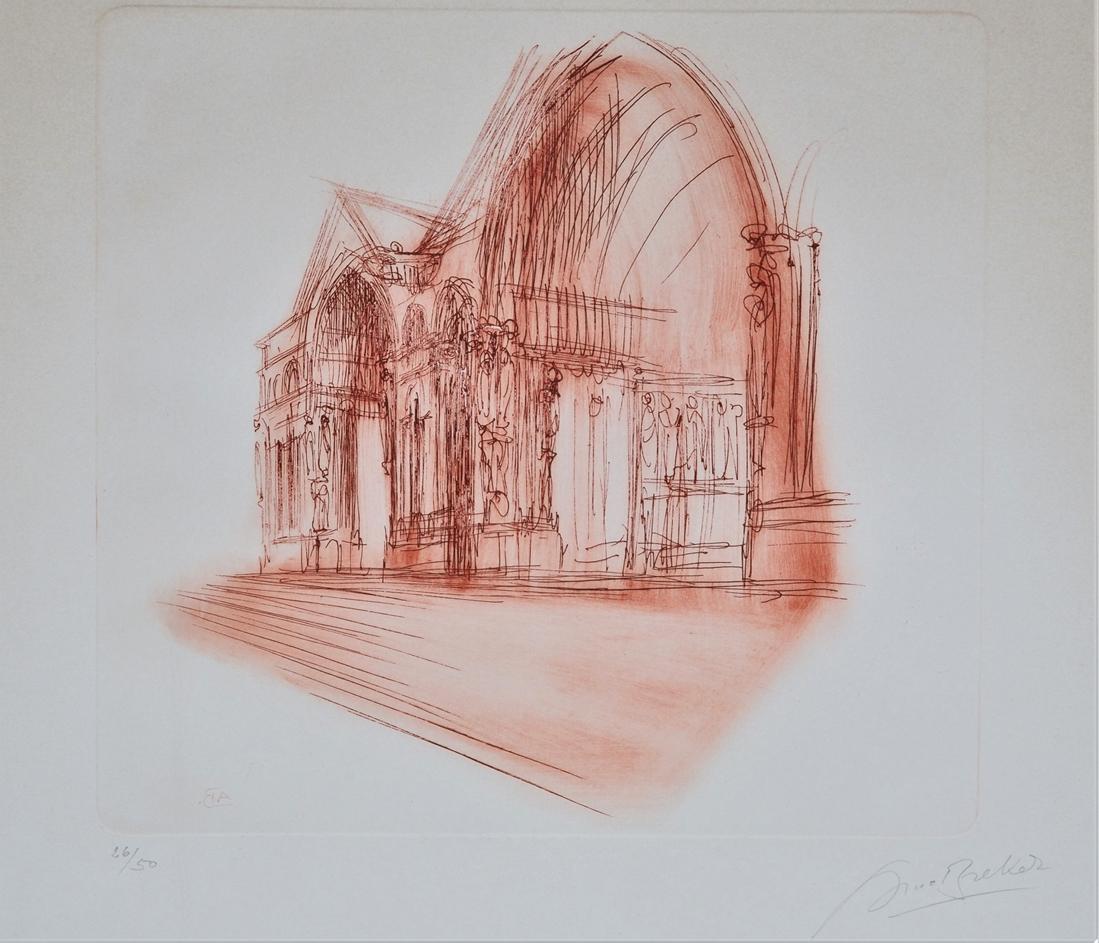 Arno Breker (1900, Wuppertal - 1991, DÃ¼sseldorf) -: Arno Breker (1900, Wuppertal - 1991, DÃ¼sseldorf) - etching church portal.Studied at the DÃ¼sseldorf Art Academy, known as a sculptor for portrait busts (e.g. Adolf Hitler, Salvador Dali), among o