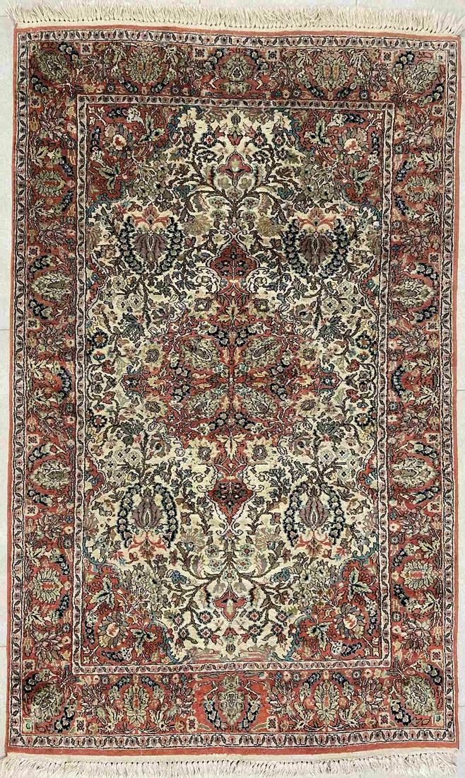 Handknotted silk carpet, cashmere (1 of 4)