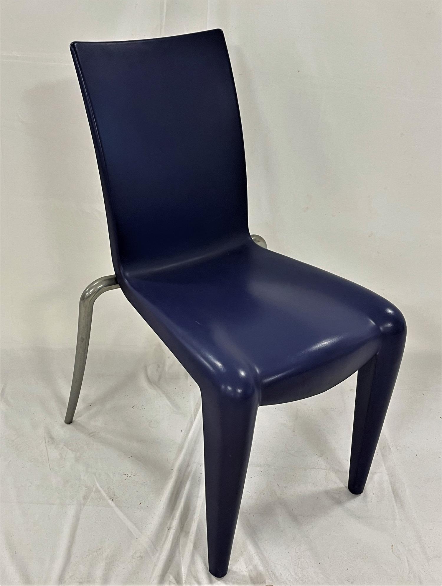 Vitra, Philippe Starck "Louis 20", 1990s.: Vitra, Philippe Starck "Louis 20", 1990s.Designed by Philip Starck (born 1941 Paris) for Vitra, model "Louis 20", designed in 1991. Seat shell and front legs in blue plastic, the rear legs in cast alu