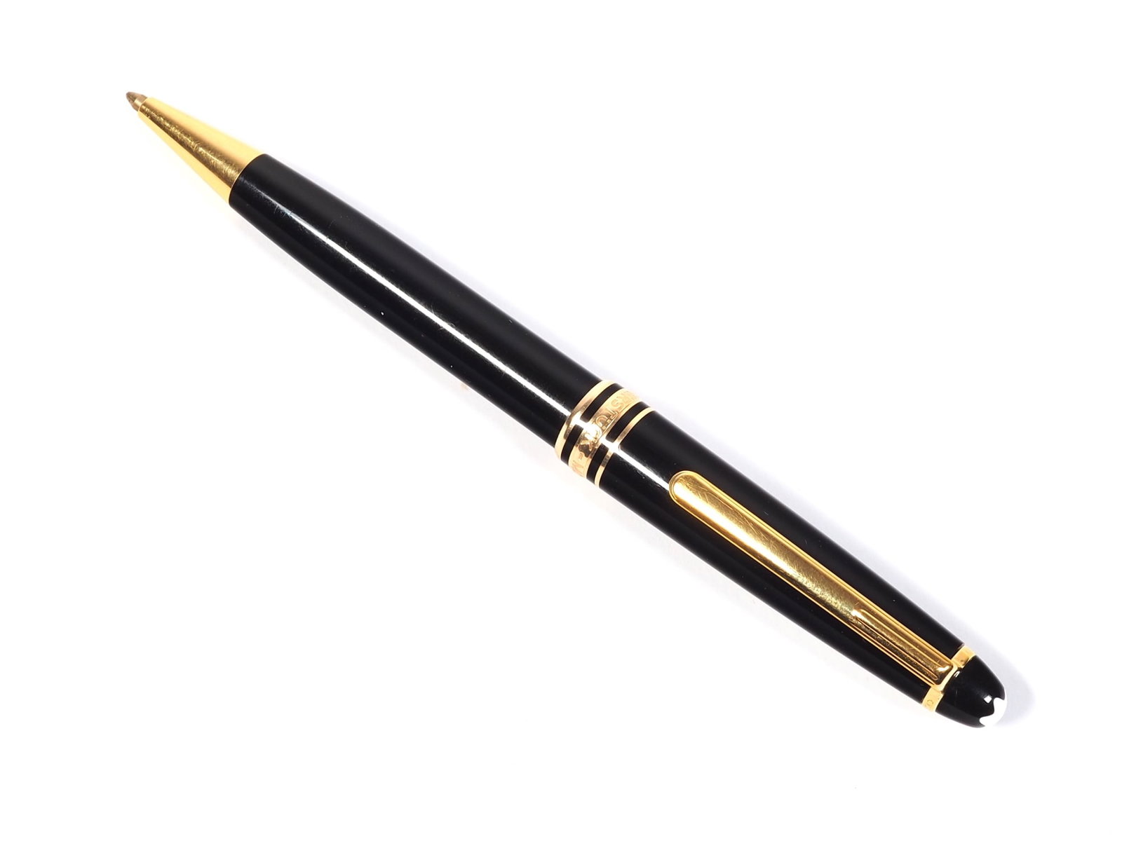 MONTBLANC "Meisterstück-Pix" ballpoint pen: MONTBLANC "Meisterstück-Pix" ballpoint penBlack precious resin, partly gold-plated. With signs of wear. Functional.MONTBLANC Kugelschreiber "Meisterstück-Pix"Schwarzes Edelharz, teils vergoldet. Mit