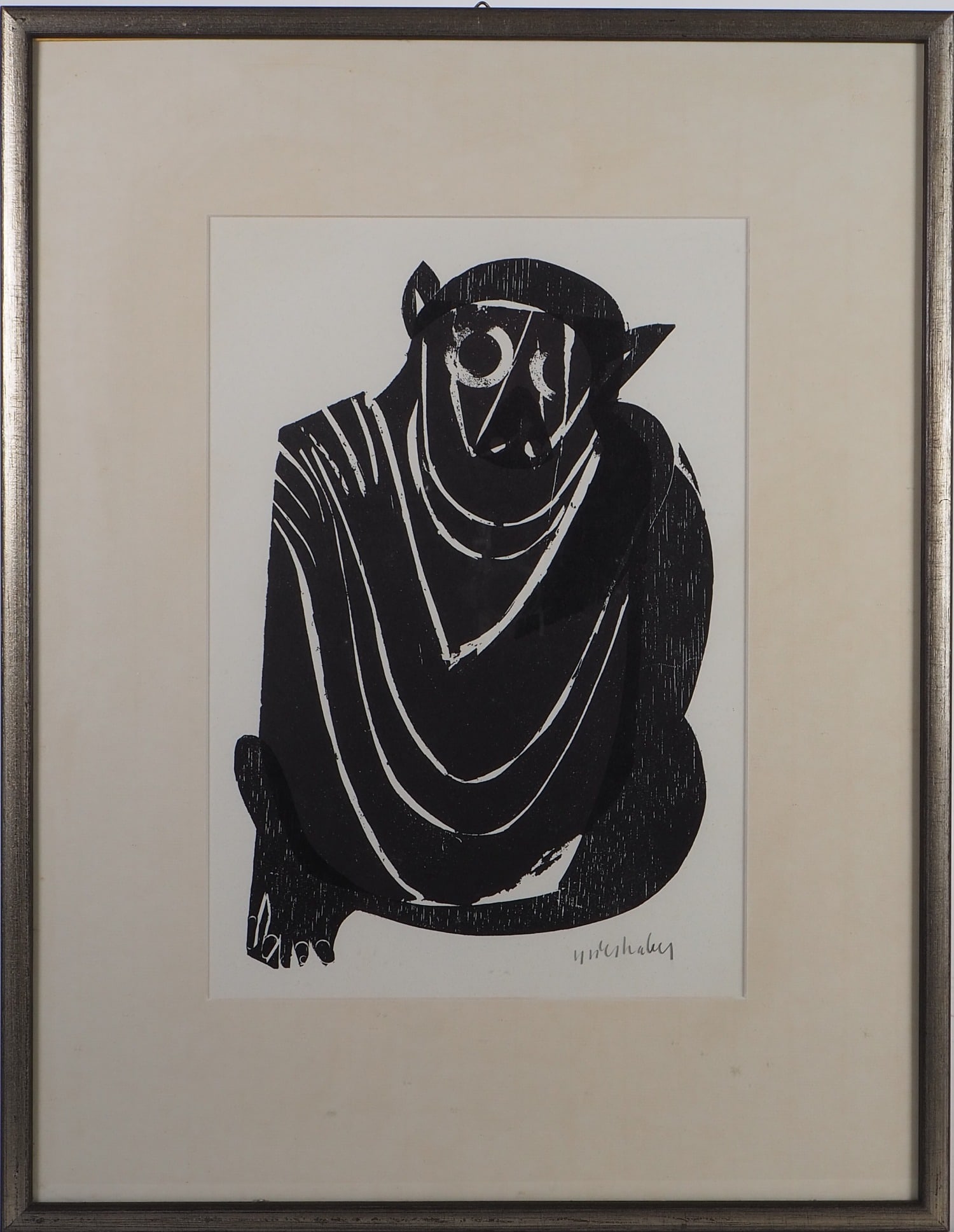 Prof. HAP Grieshaber, "Monkeys and Alphabets": Prof. HAP Grieshaber, "Monkeys and Alphabets"Woodcut, signed lower right, dimensions approx. 58.5x45.5 cm. Artist info: Helmut Andreas Paul Grieshaber, German graphic artist and painter. Graphic artis