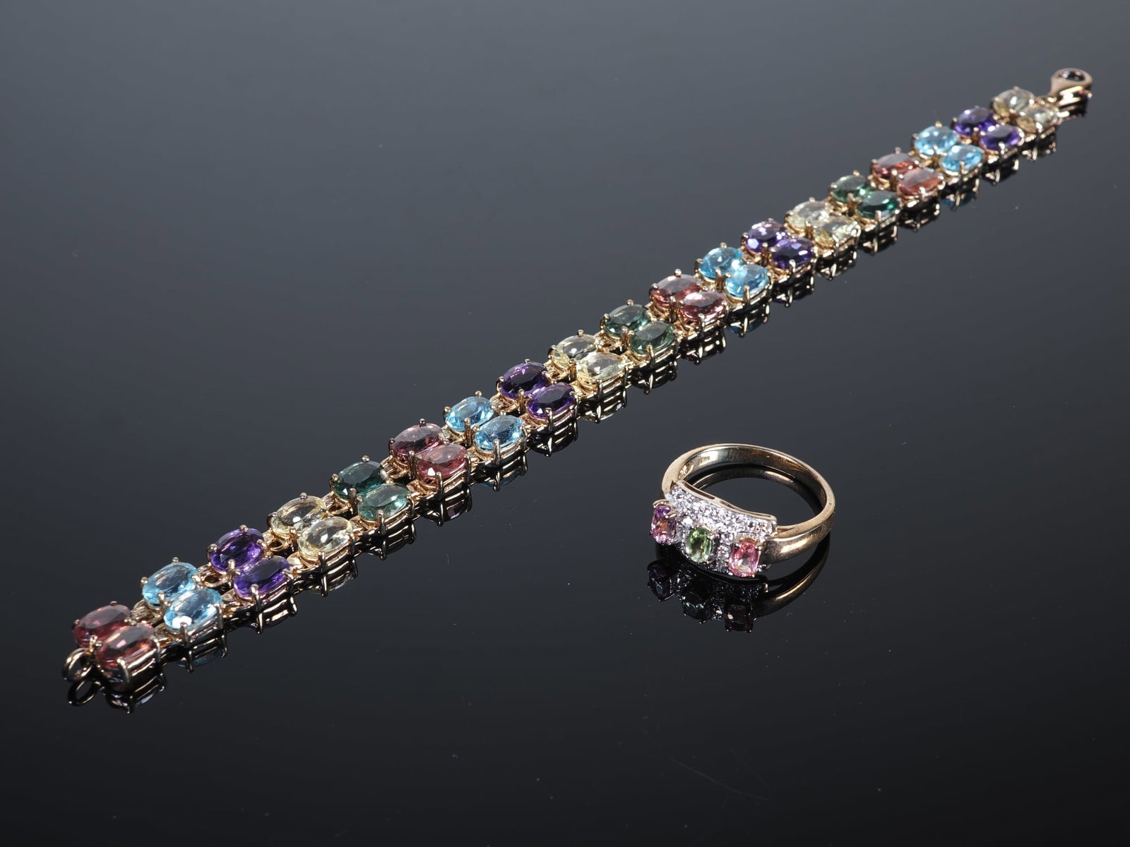 Cavill Collection Set, Coloured Stone Bracelet and Ring (1 of 1)