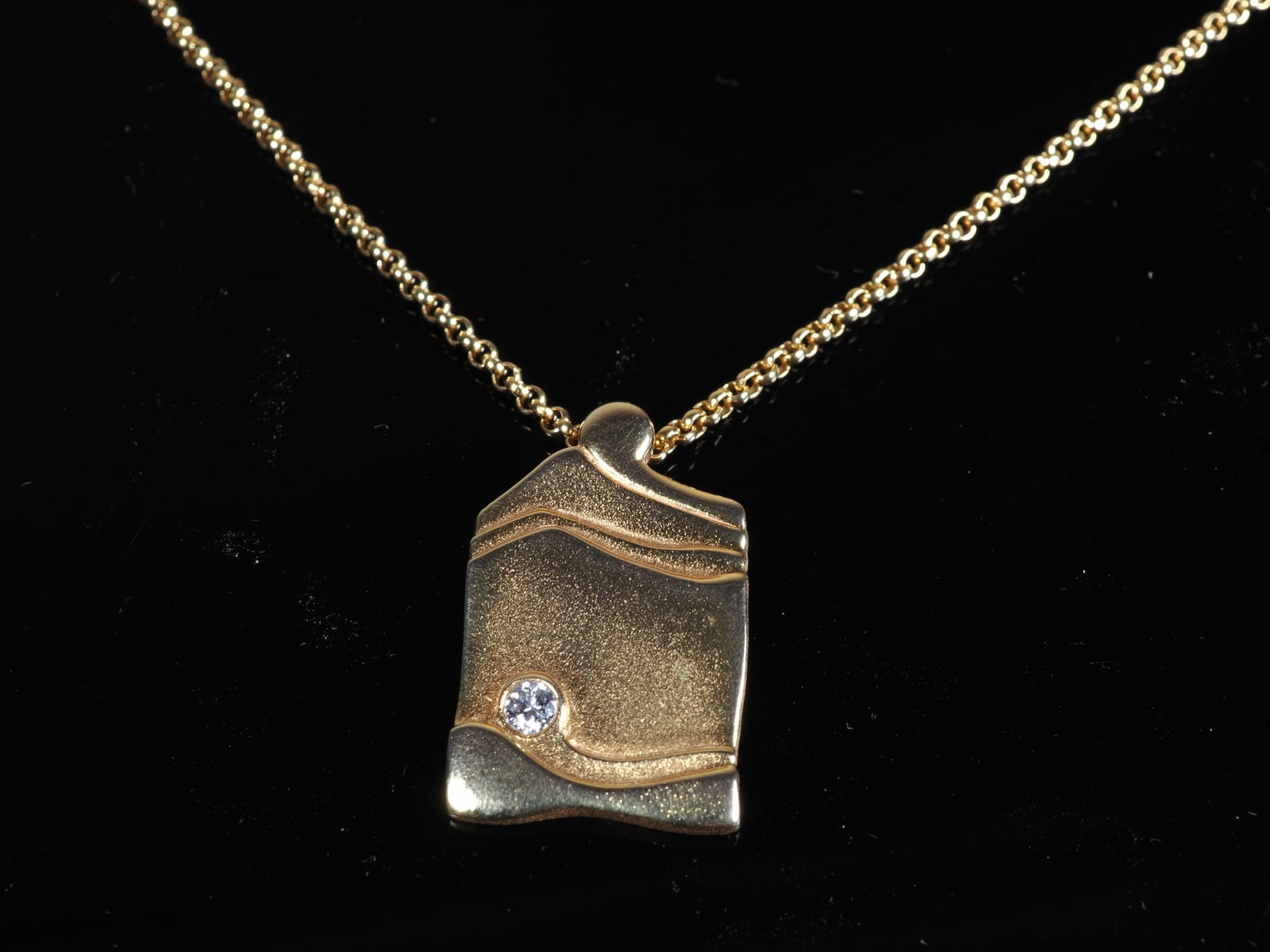 14K gold necklace with diamond pendant (1 of 3)