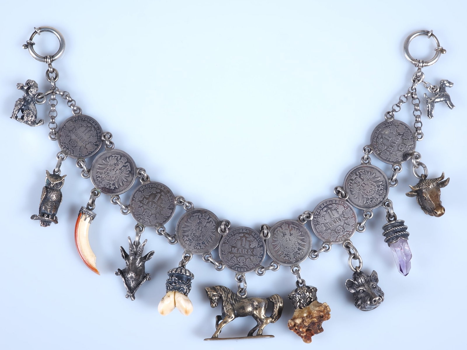 High-quality silver charivari, traditional Bavarian decorative chain (1 of 4)