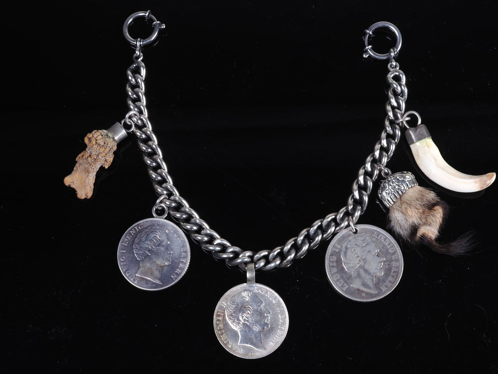 Bavarian traditional costume charivari made from 925 sterling silver with silver coins (1846-1874) (1 of 3)