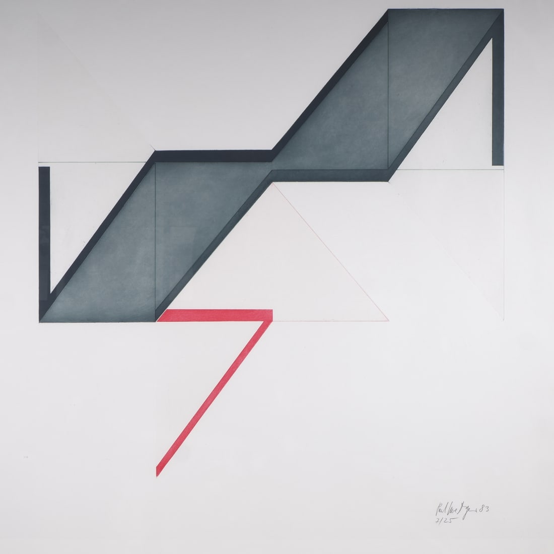 Paul Uwe Dreyer (1939, Osnabrück - 2008, Stuttgart) - Etching with Red Triangle, 1983 (1 of 3)