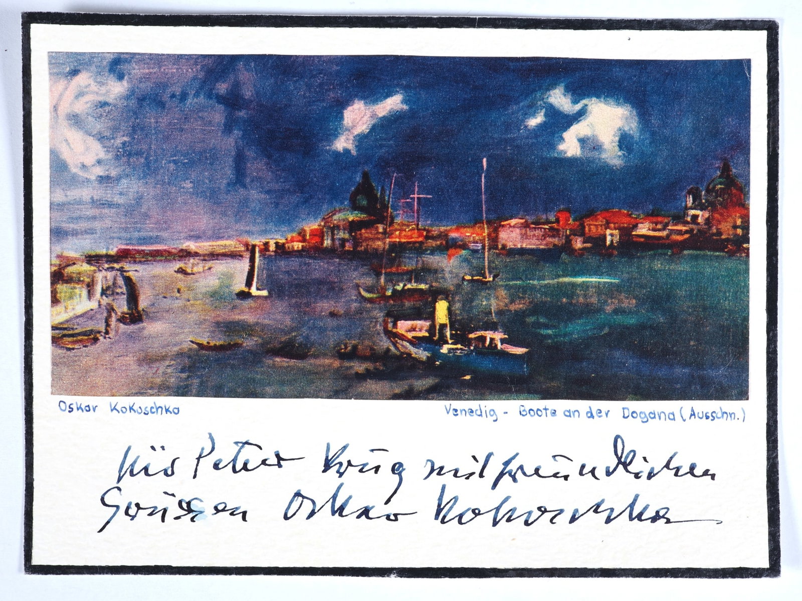 Oskar Kokoschka (1886-1980) - Artist postcard with signature and dedication (1 of 2)