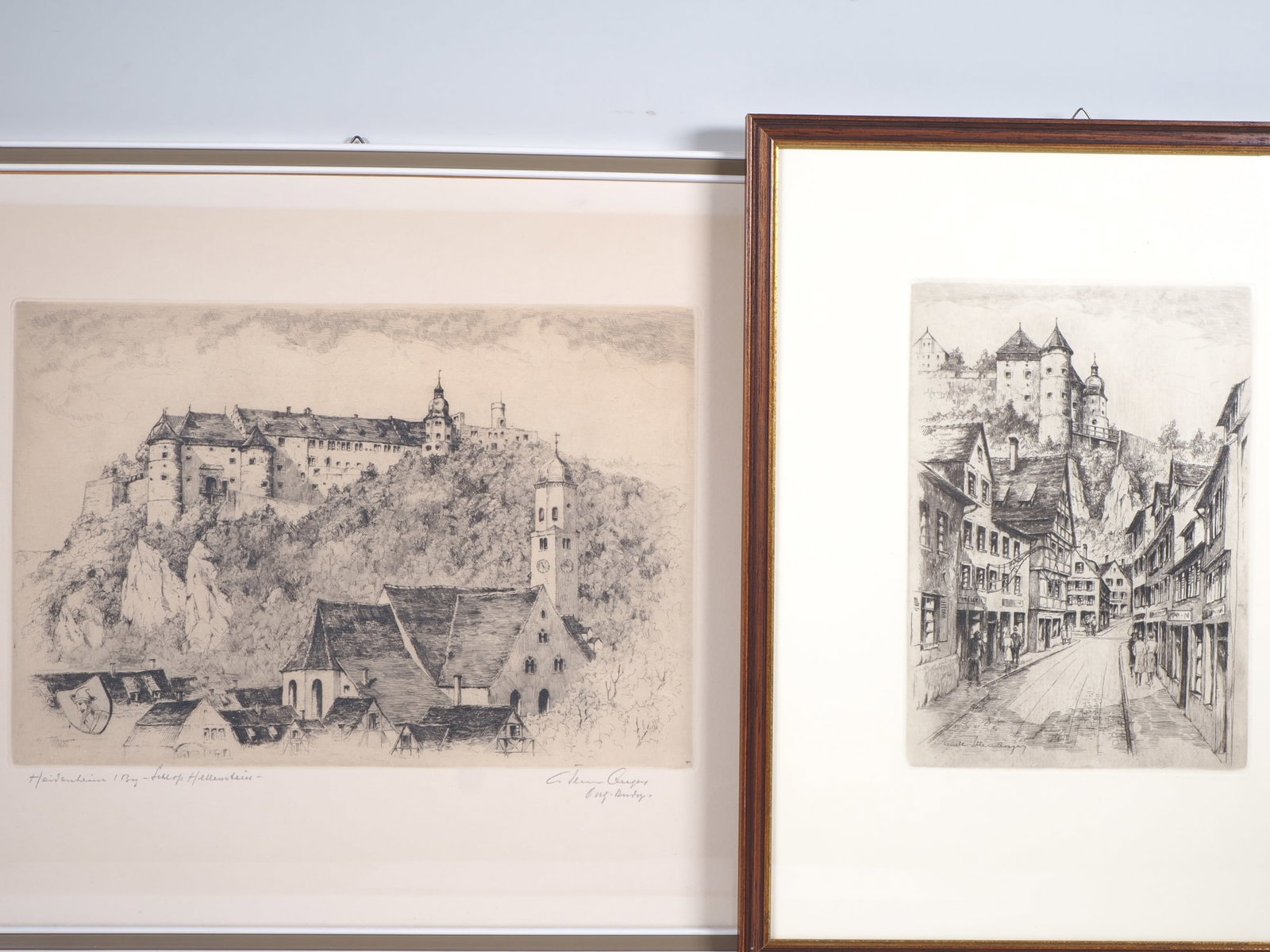 Pair of etchings by Gustl Illenberger (born 1898) - View of Heidenheim (1 of 1)