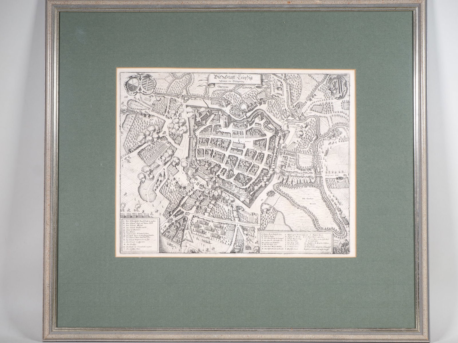 Merian copperplate engraving, The City of Leipzig - Including the Siege of 1637 (1 of 2)