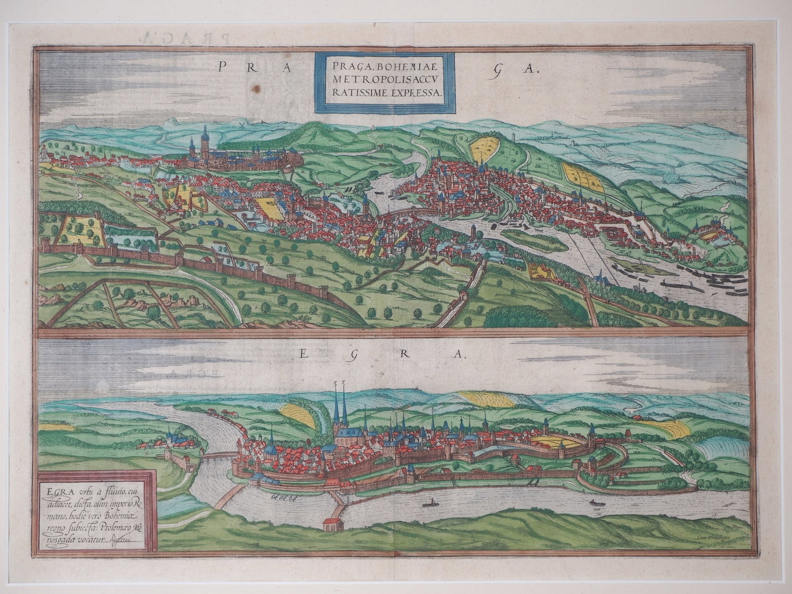 Braun & Hogenberg Cityscape of Prague and Eger, 1572 (1 of 3)