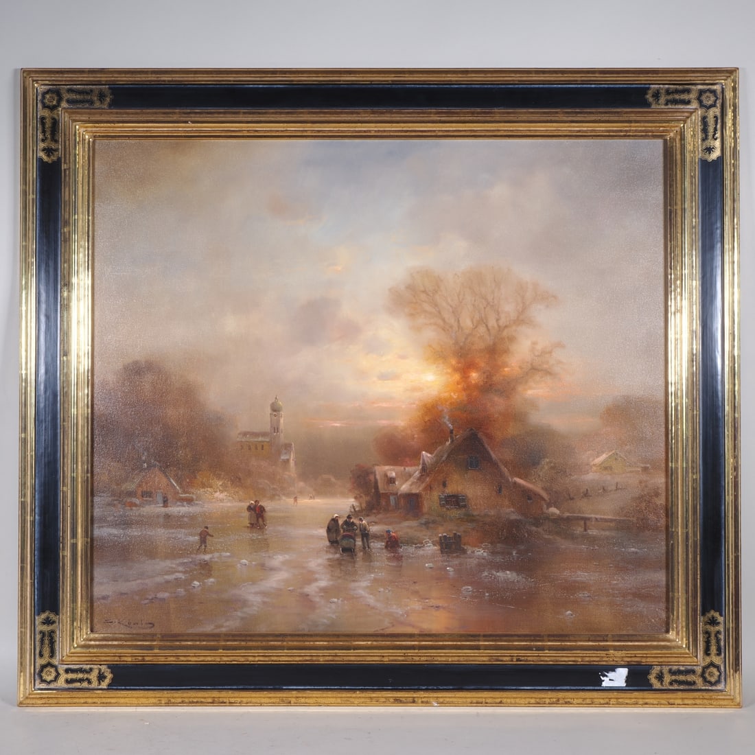 Günter König (1926 - 2007, Giessen) - Ice Skating Fun - Winter Idyll (1 of 4)