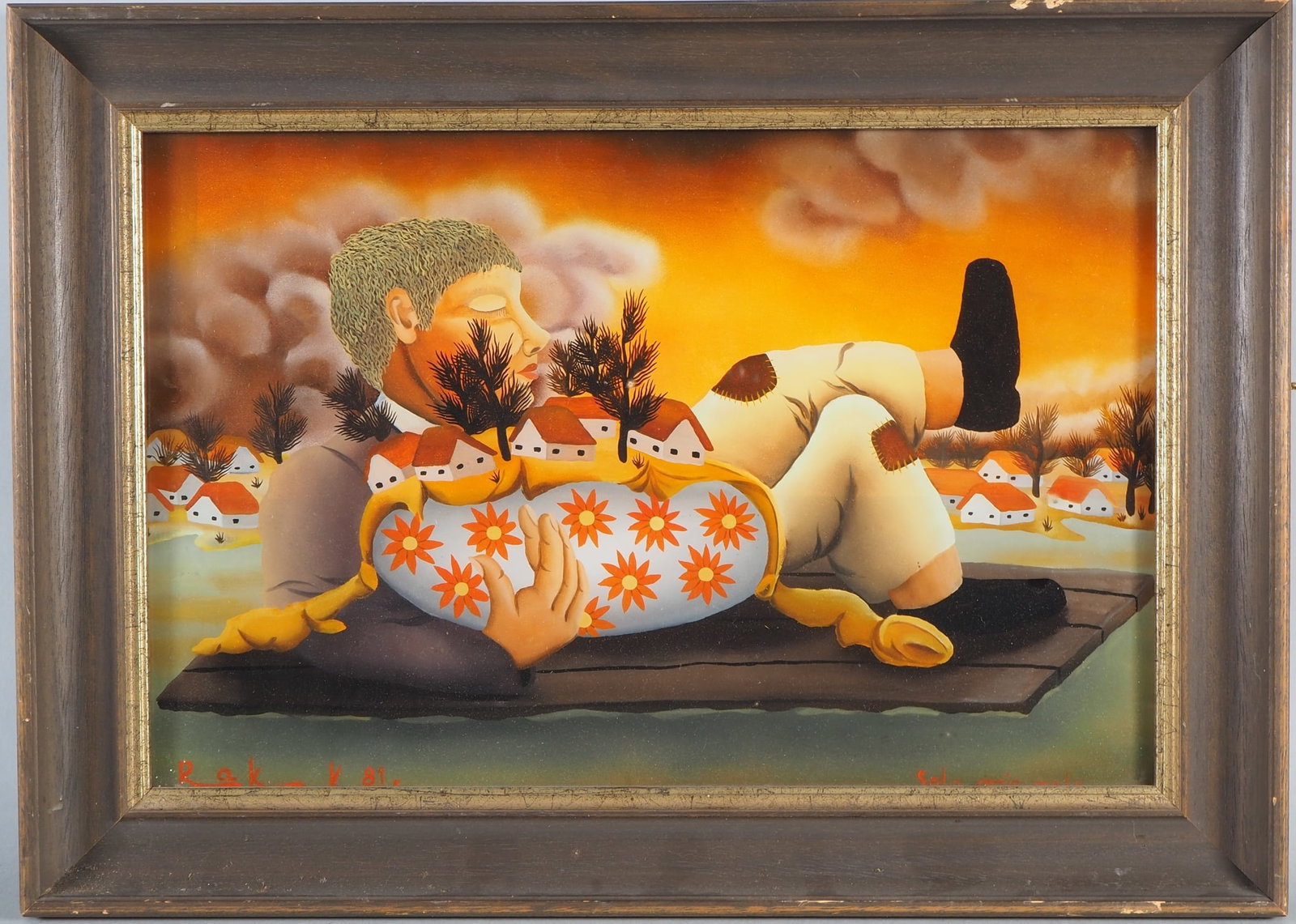 Surrealist reverse glass painting - Dream - Kasimir Rak, Yugoslavia 1981 (1 of 3)