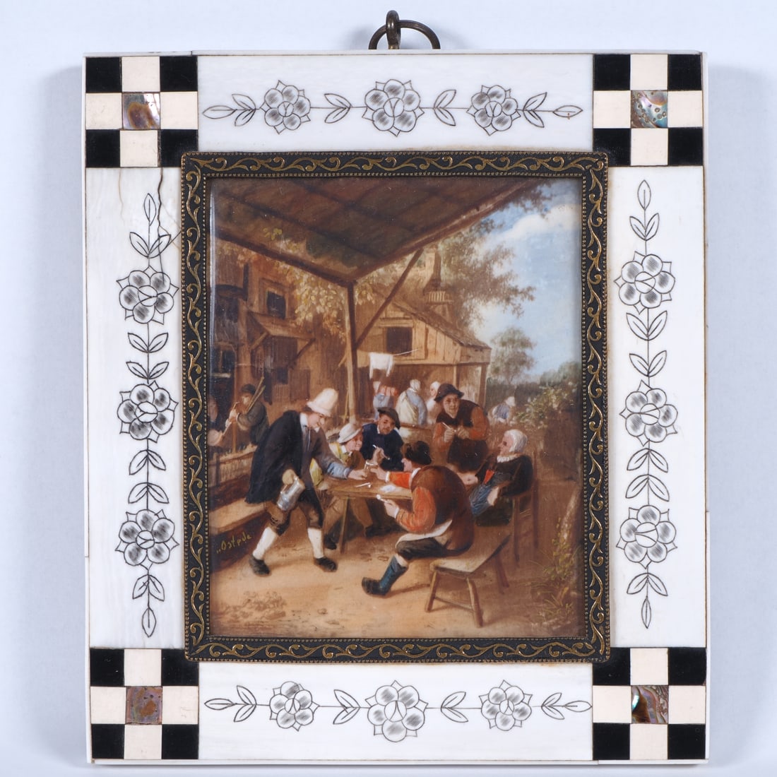 Miniature painting "In the Country Inn", 19th century (1 of 3)