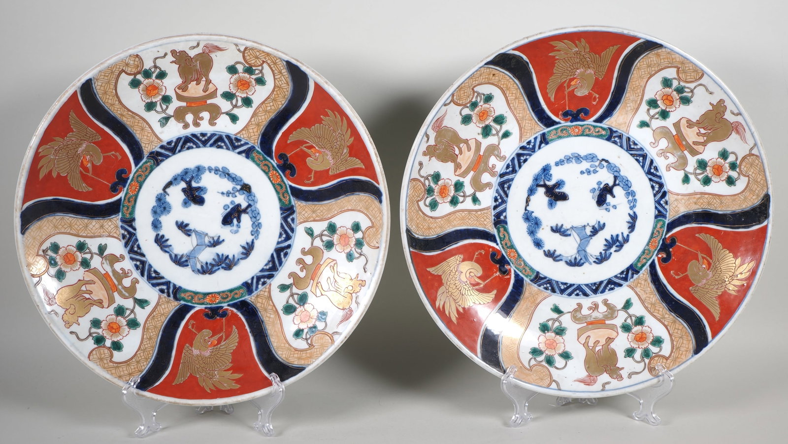 Pair of Imari porcelain plates, Japan, 19th century. (1 of 4)