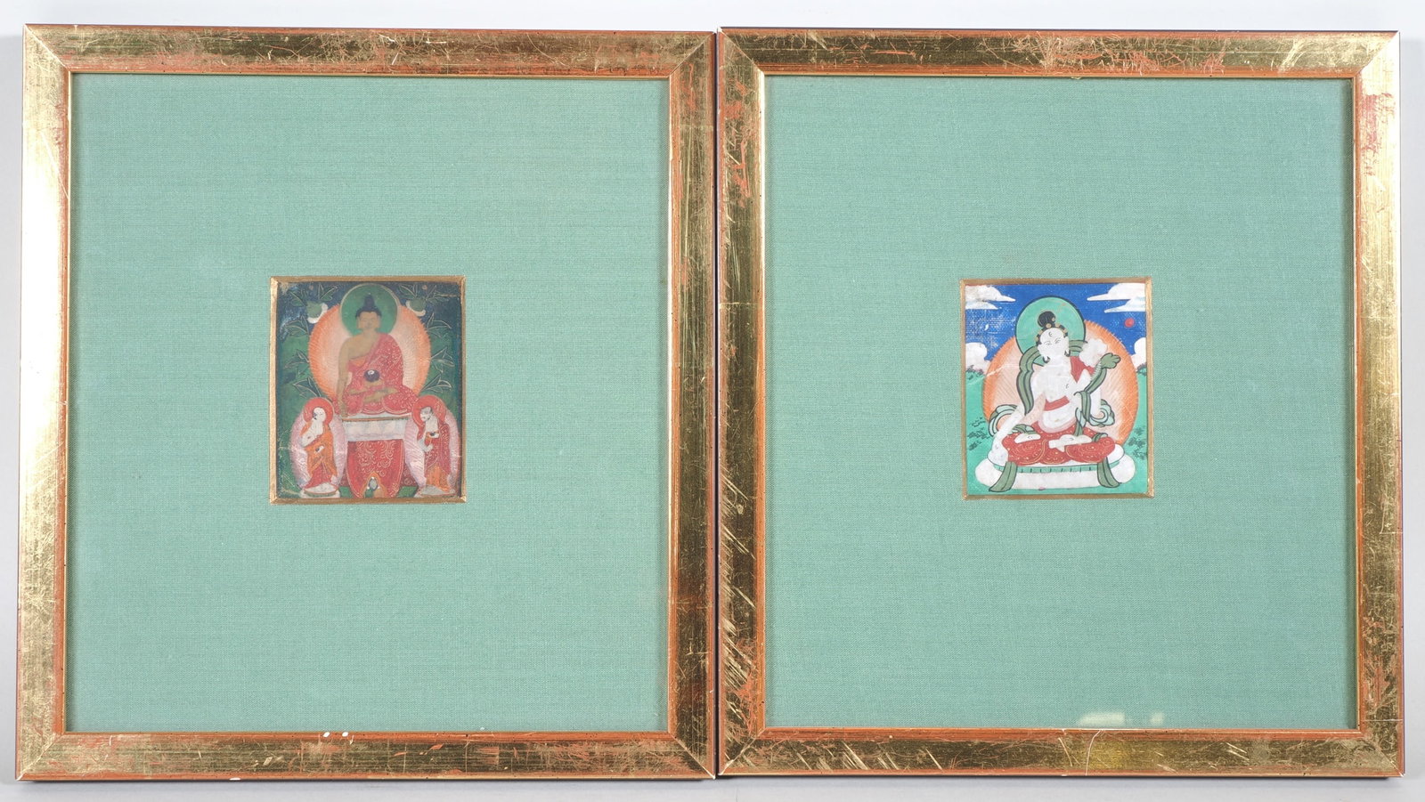 Pair of Buddha Shakyamuni miniature paintings, circa 1900 (1 of 4)