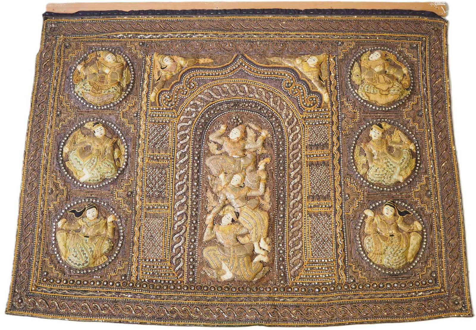 Kalaga tapestry, Burma/Myanmar, probably around 1900 (1 of 6)