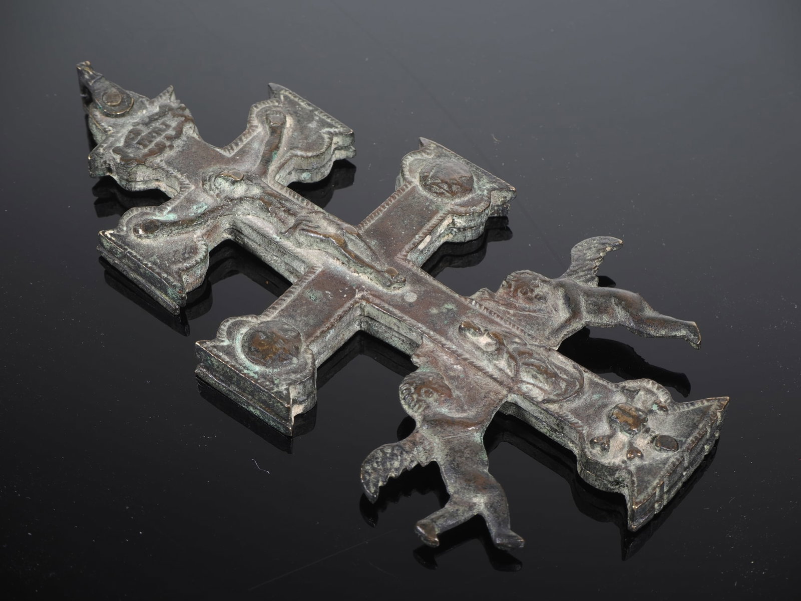 Baroque Caravaca cross in bronze, 18th century (1 of 5)