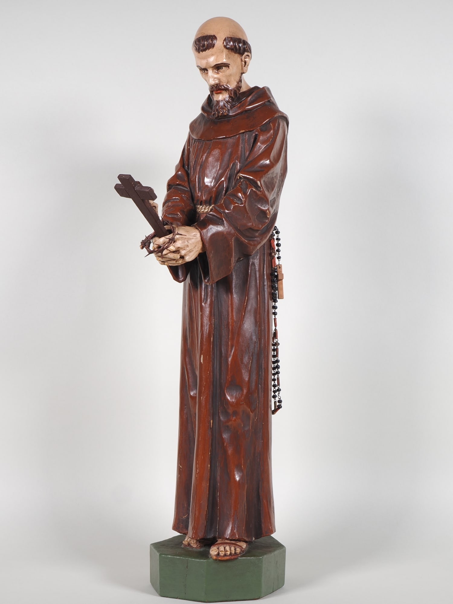 Wooden figure of Saint Francis of Assisi, circa 1900 (1 of 5)