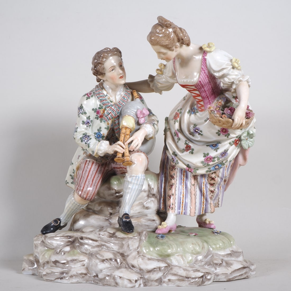 Dressel, Kister & Cie. Passau - Figurine group with bagpipe player, Mod. 3694 (1 of 6)