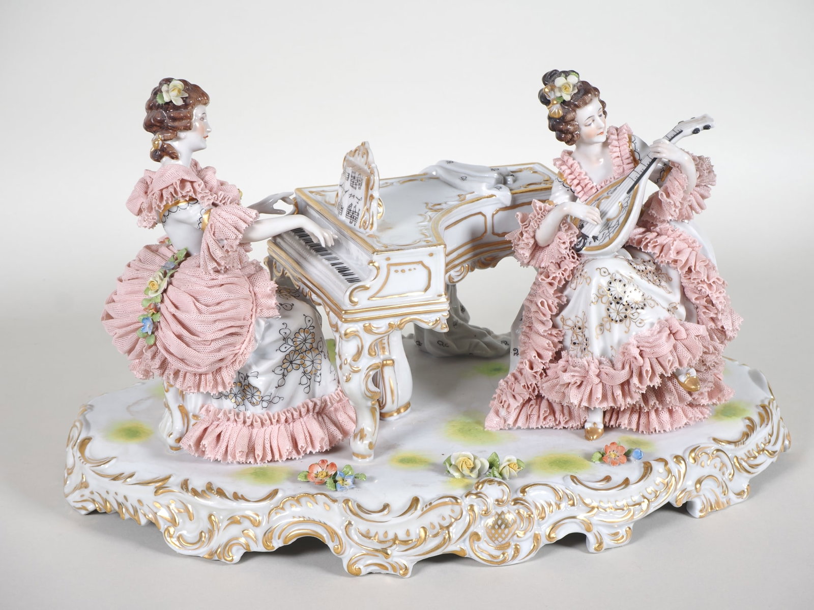 Large porcelain figurine group in Rococo style, probably from the 1940s. (1 of 5)