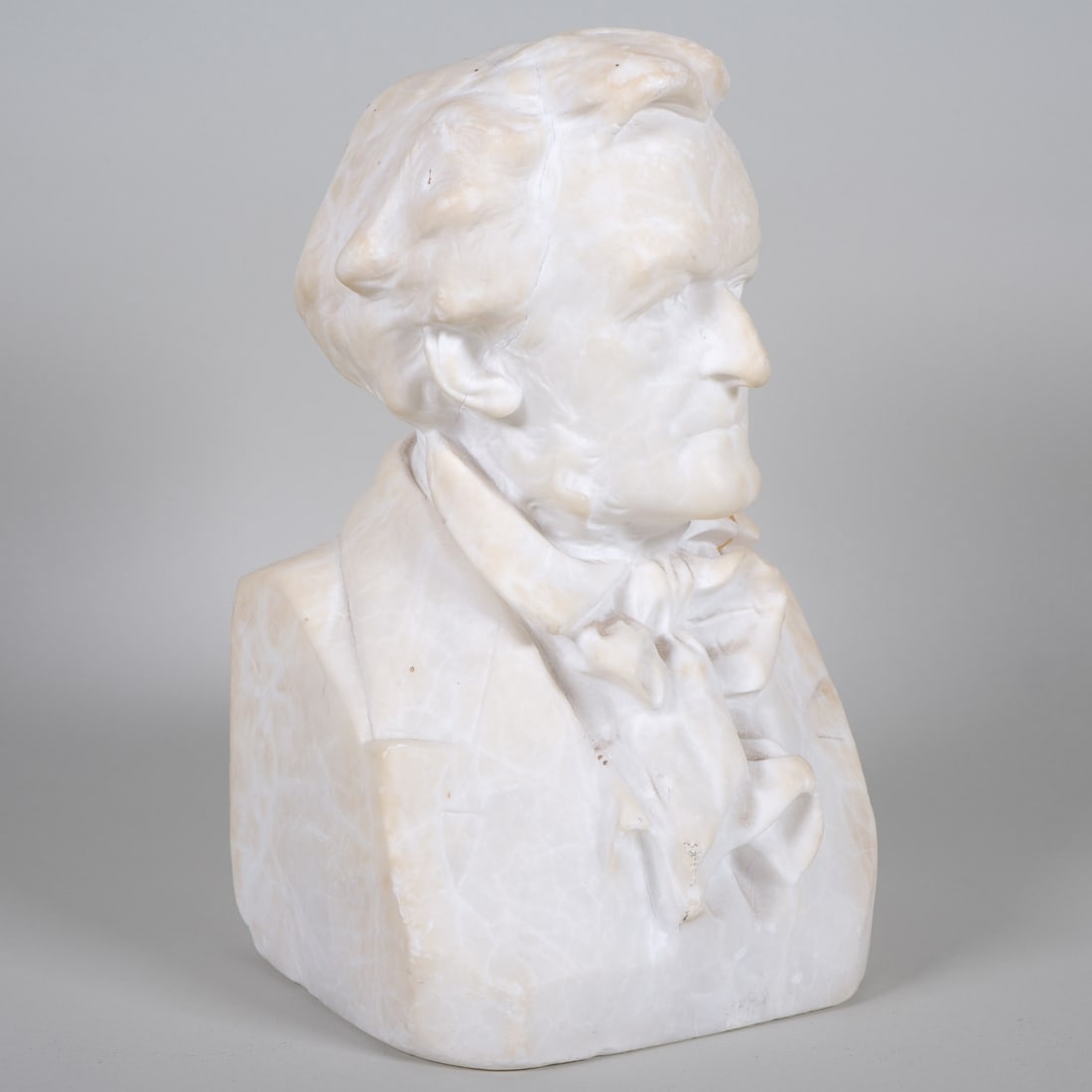 Paul Ludwig Kowalczewski (fecit) - Bust of Richard Wagner, around 1900: Paul Ludwig Kowalczewski (fecit) - Bust of Richard Wagner, around 1900Alabaster, fully sculpted by the artist, signature "P.L. Kowalczewski fec." engraved on the side. Fecit - bust finely crafted by t