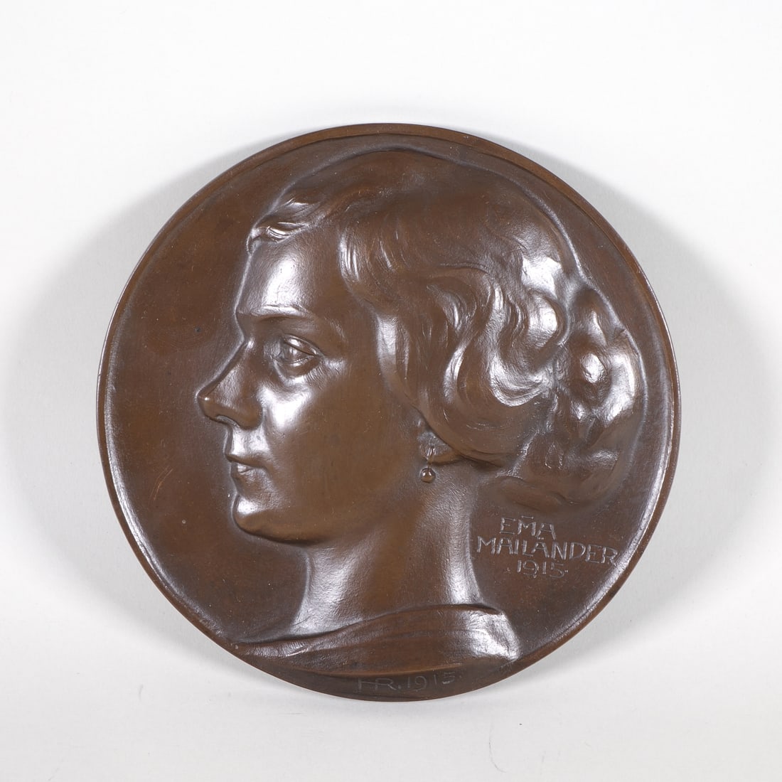 Bronze relief "Ema Mailänder 1915", monogrammed HR. 1915 (1 of 3)