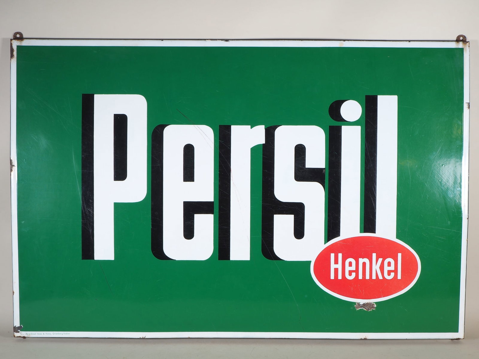 Huge Persil enamel advertising sign, mid 20th century. (1 of 4)