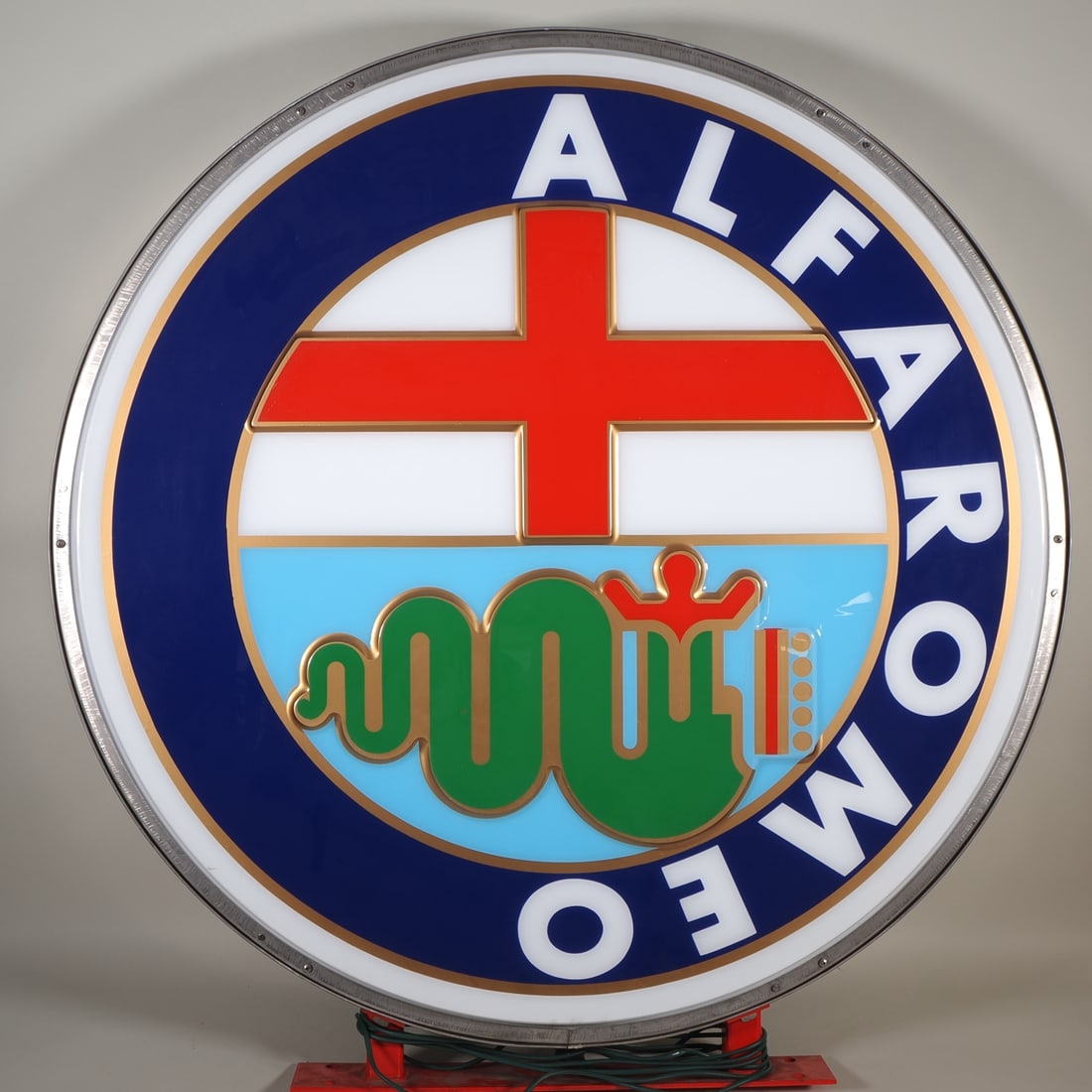 Large Alfa Romeo neon sign for dealerships, circa 1990, Ø 110cm. (1 of 3)