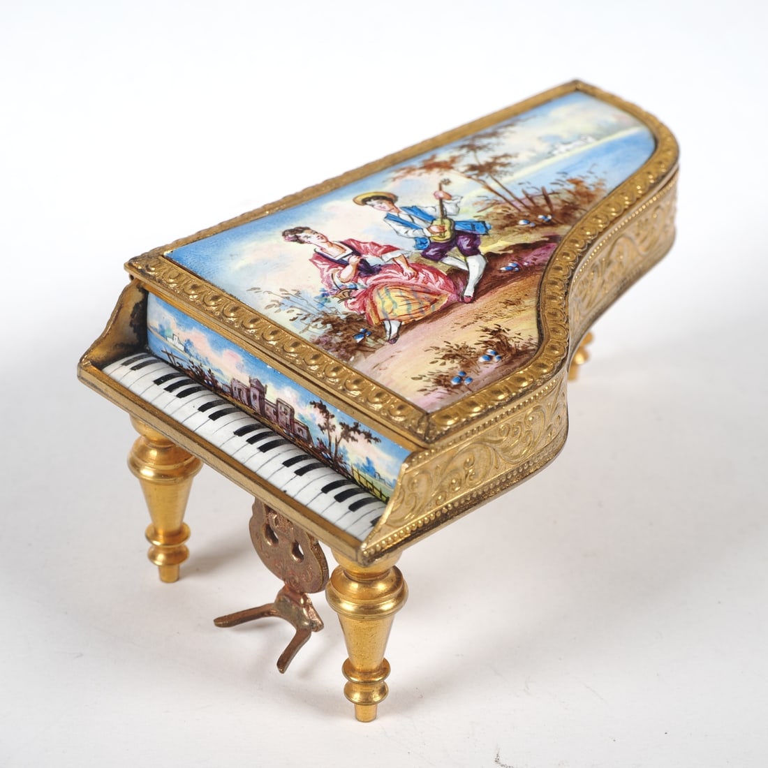Viennese enamel miniature grand piano, 19th century. (1 of 3)
