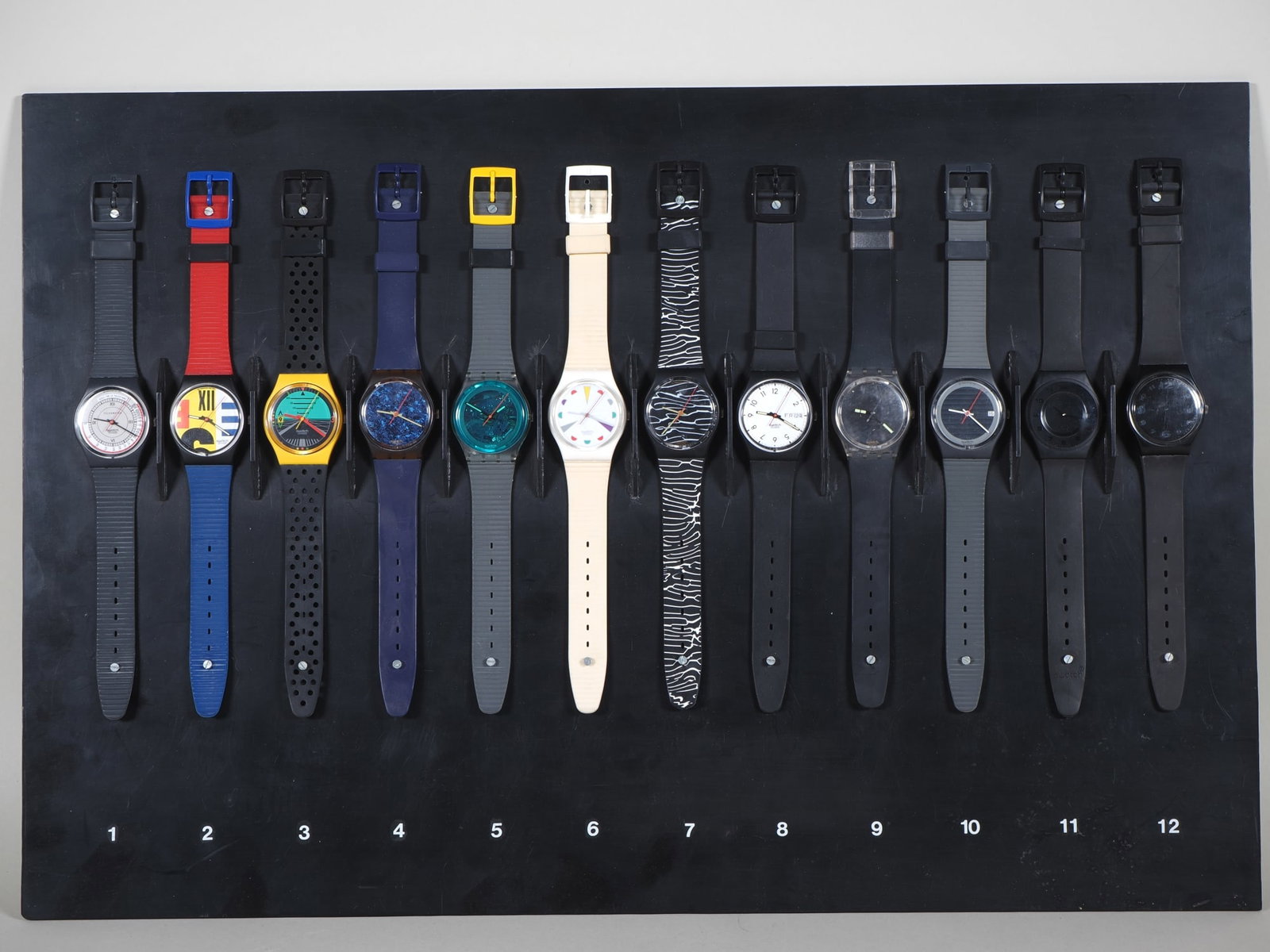 Swatch vintage watch display board from the 1980s, probably prototypes or first editions (1 of 9)