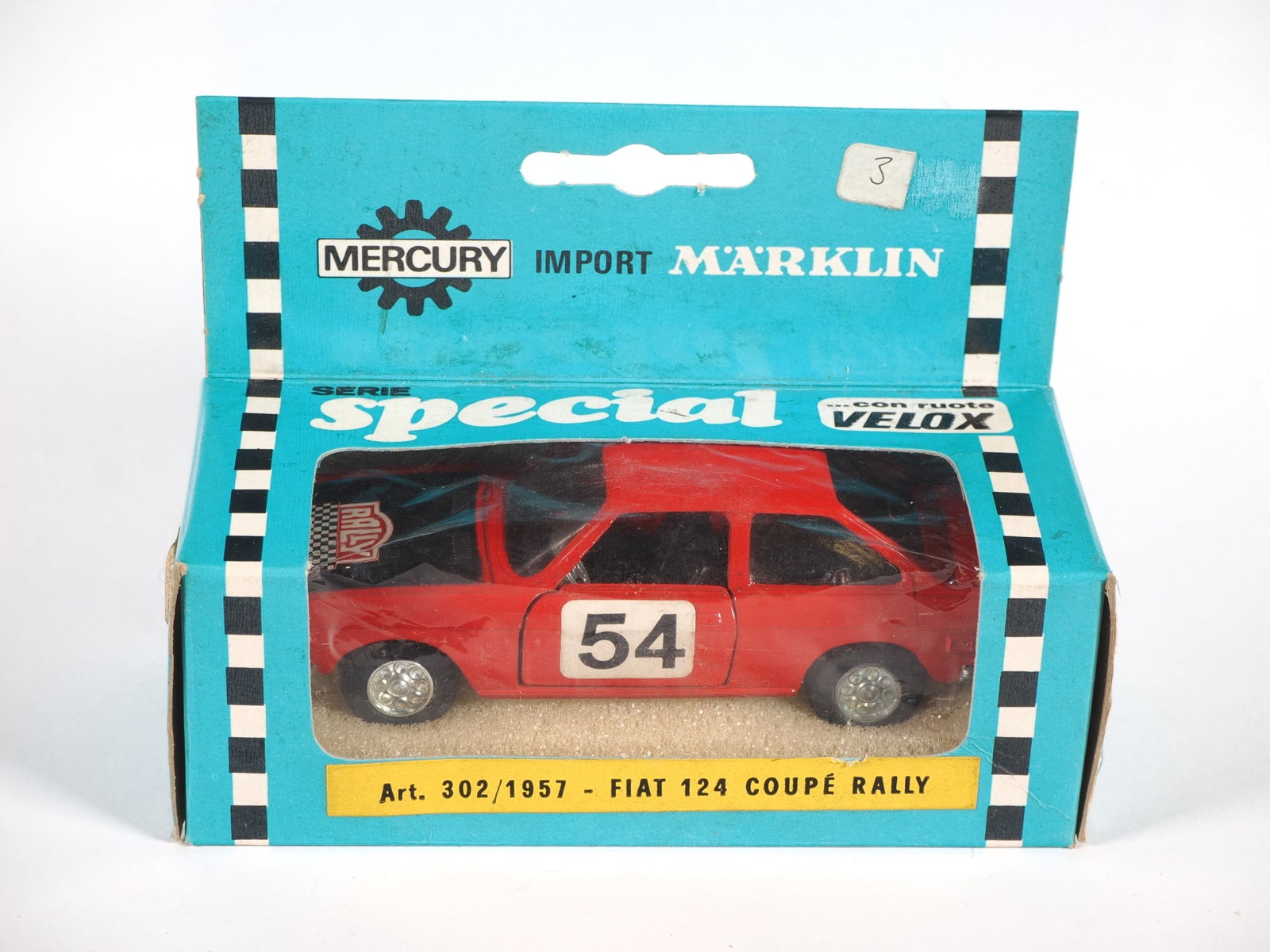 Märklin / Mercury model car, red Fiat 124 Coupe Rally Art. 302/1957 in original packaging (1 of 1)