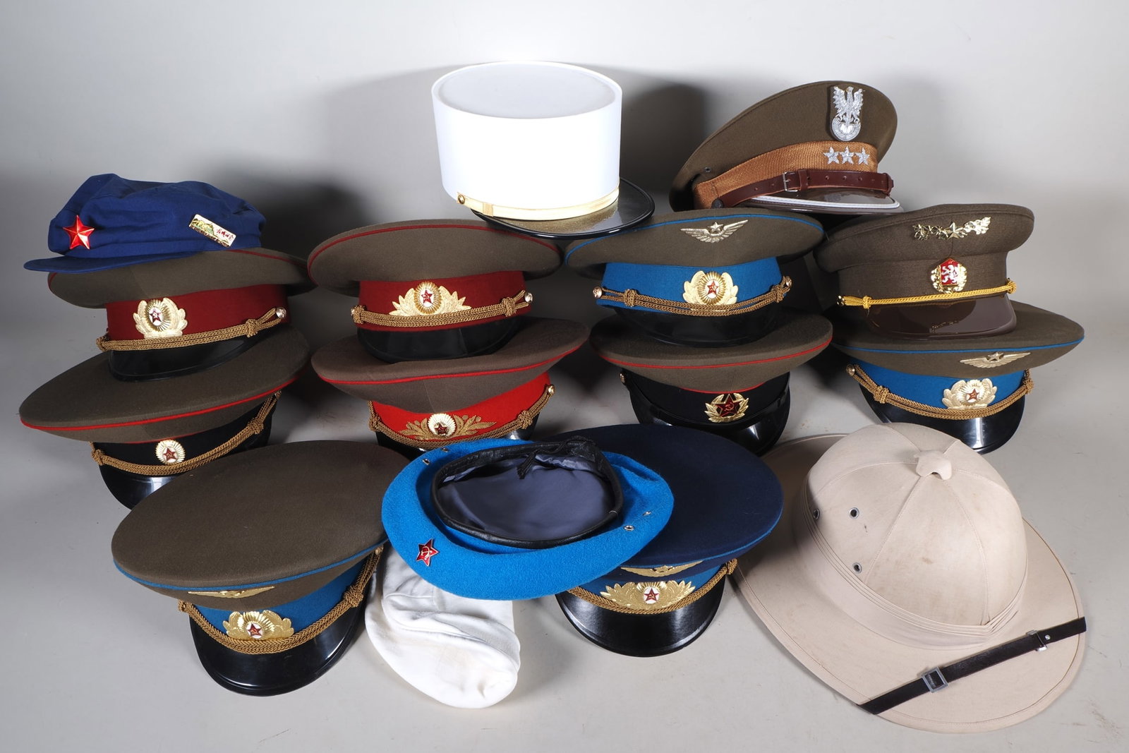 Large collection of USSR Army peaked caps for officers, 1970s/80s (1 of 4)
