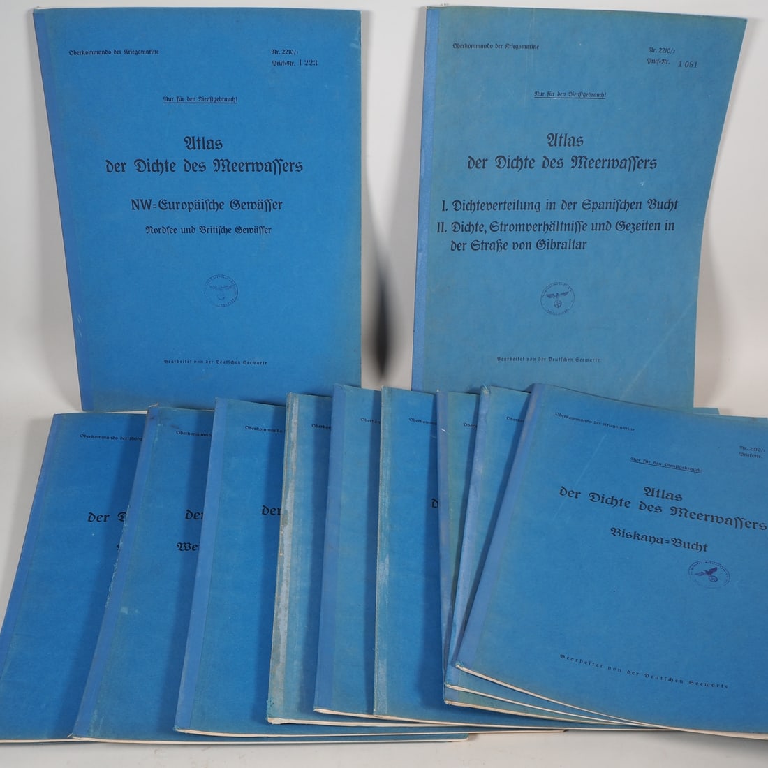 11x Atlas of the Density of Sea Water - OKM, Kriegsmarinewerft Kiel, chart group (1 of 5)