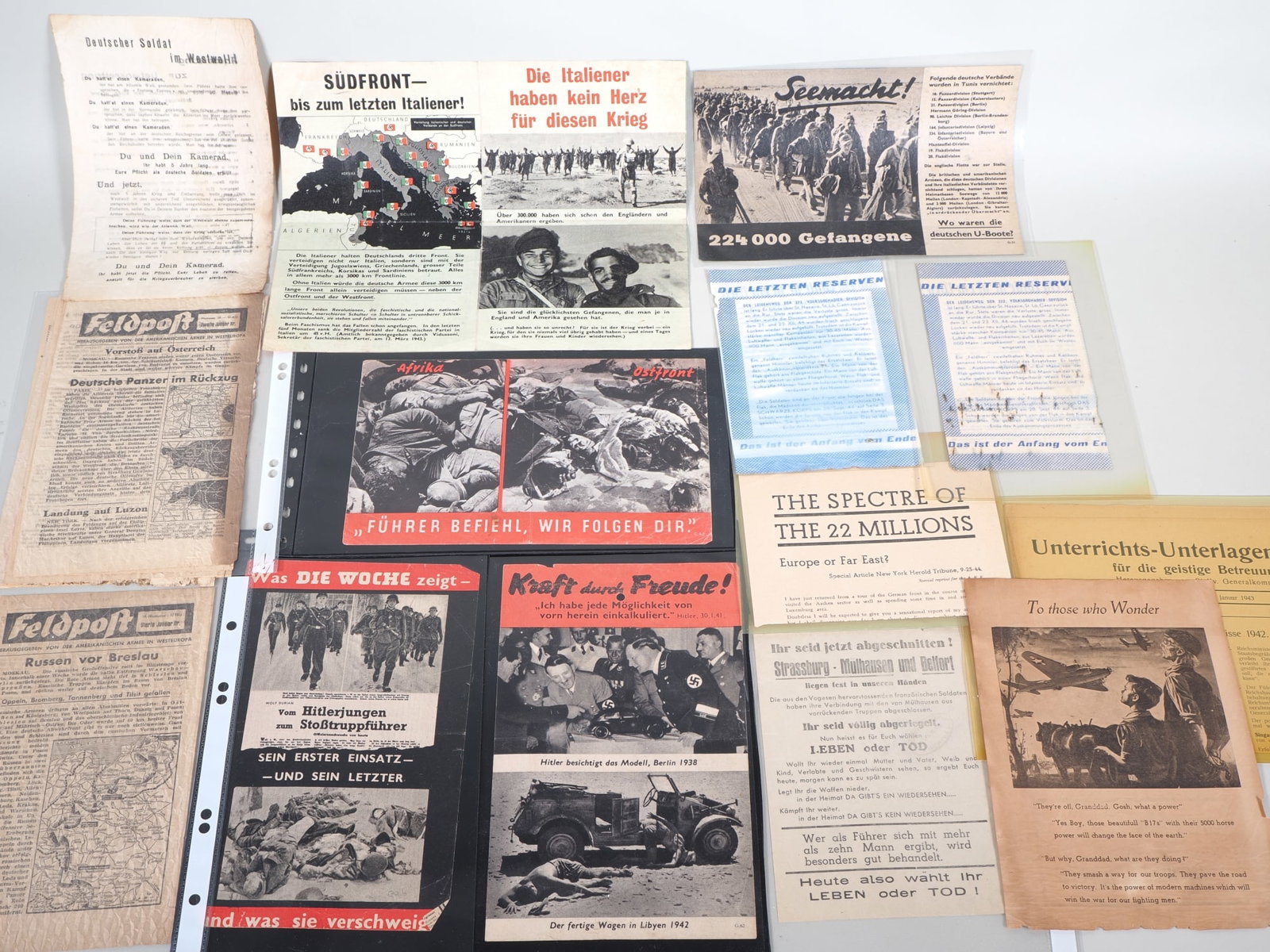 Collection of propaganda leaflets, psychological warfare, 1940s (1 of 4)