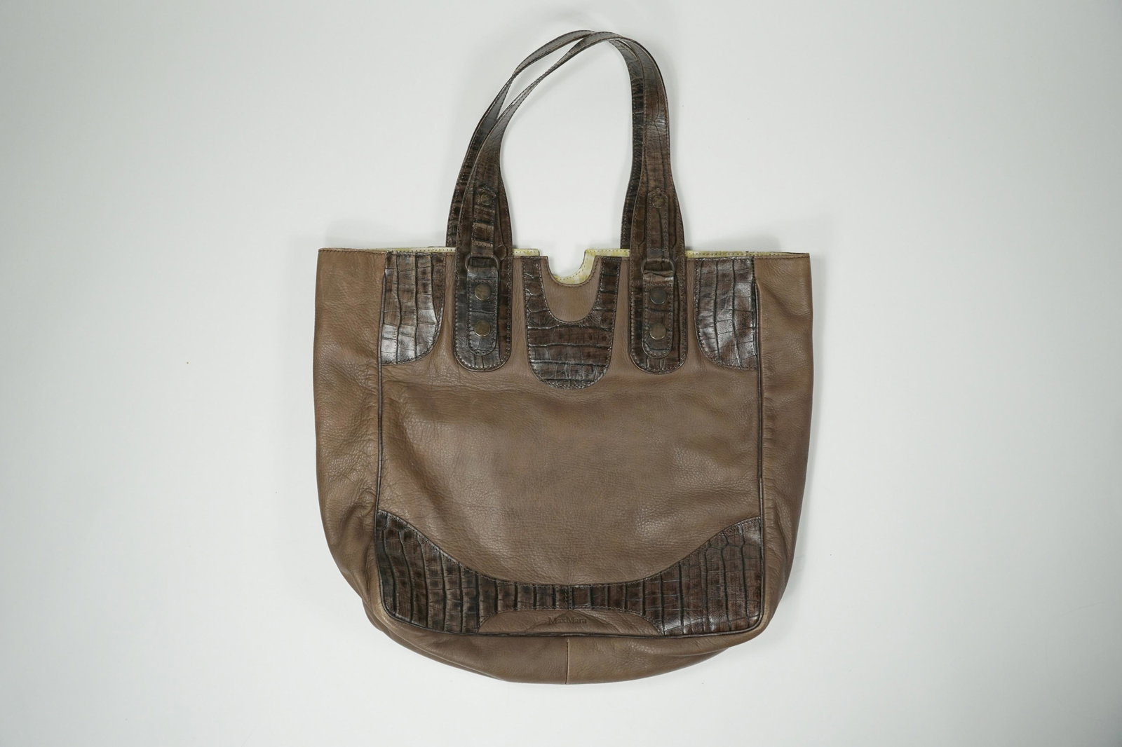 Max Mara Tote: Slight wear, Discoloraton, Small Rips, and scratches