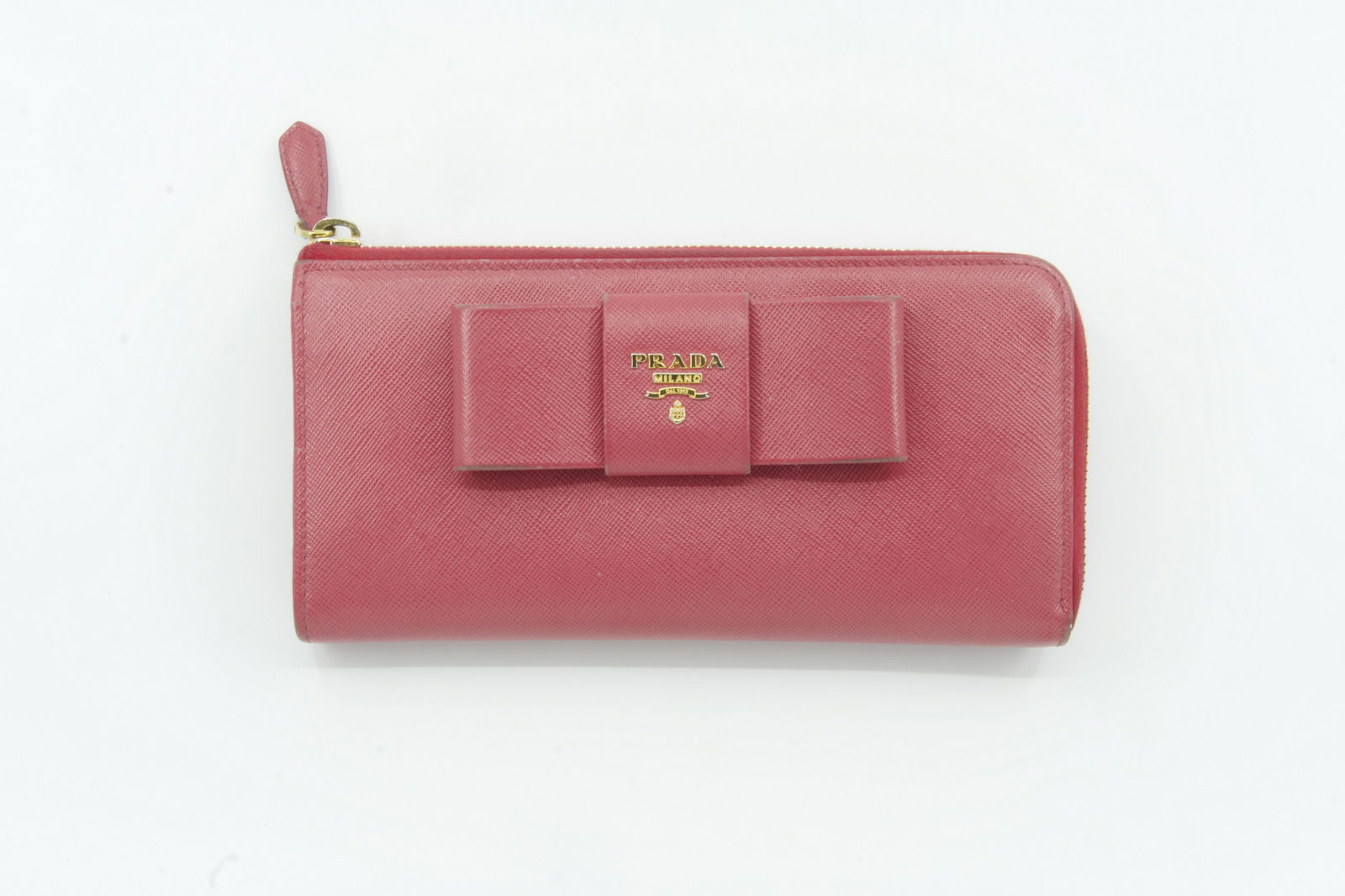 Prada Pink Saffiano Ribbon Wallet (1 of 4)